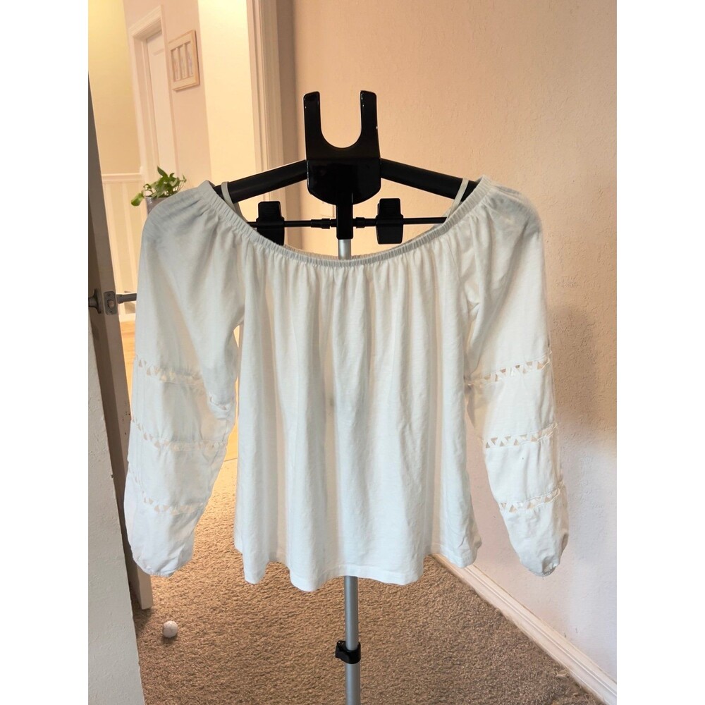 Lilly Pulitzer Katt Off the Shoulder Resort White Long Sleeve Top Women’s Small